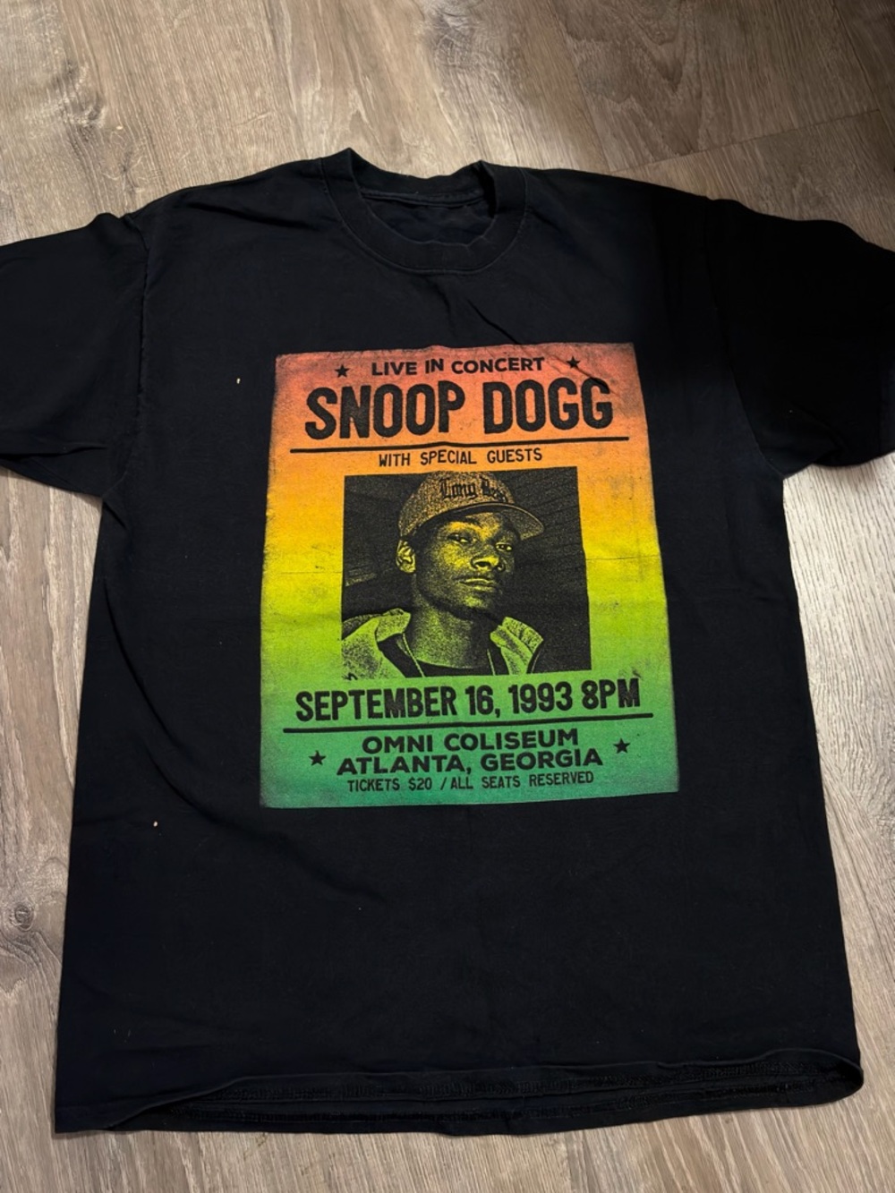 Snoop Dogg Tour Graphic Tee - Black with Orange/Yellow/Green Fade